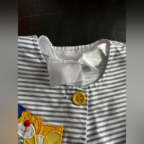 Vintage Sears Baby Romper ABC Animal Print Striped Blue White – Size 20 - Picture 6 of 7